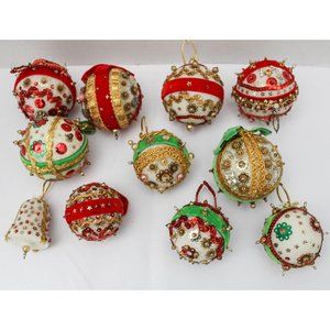 LOT OF HANDMADE SEQUINED CHRISTMAS  ORNAMENTS